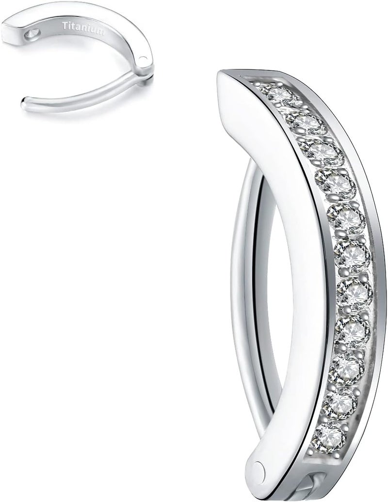 VOJO 14G G23 Titanium Clicker Belly Button Ring,10/12mm Reverse Curved Hoop Navel Barbell Piercing Jewelry - Image 1